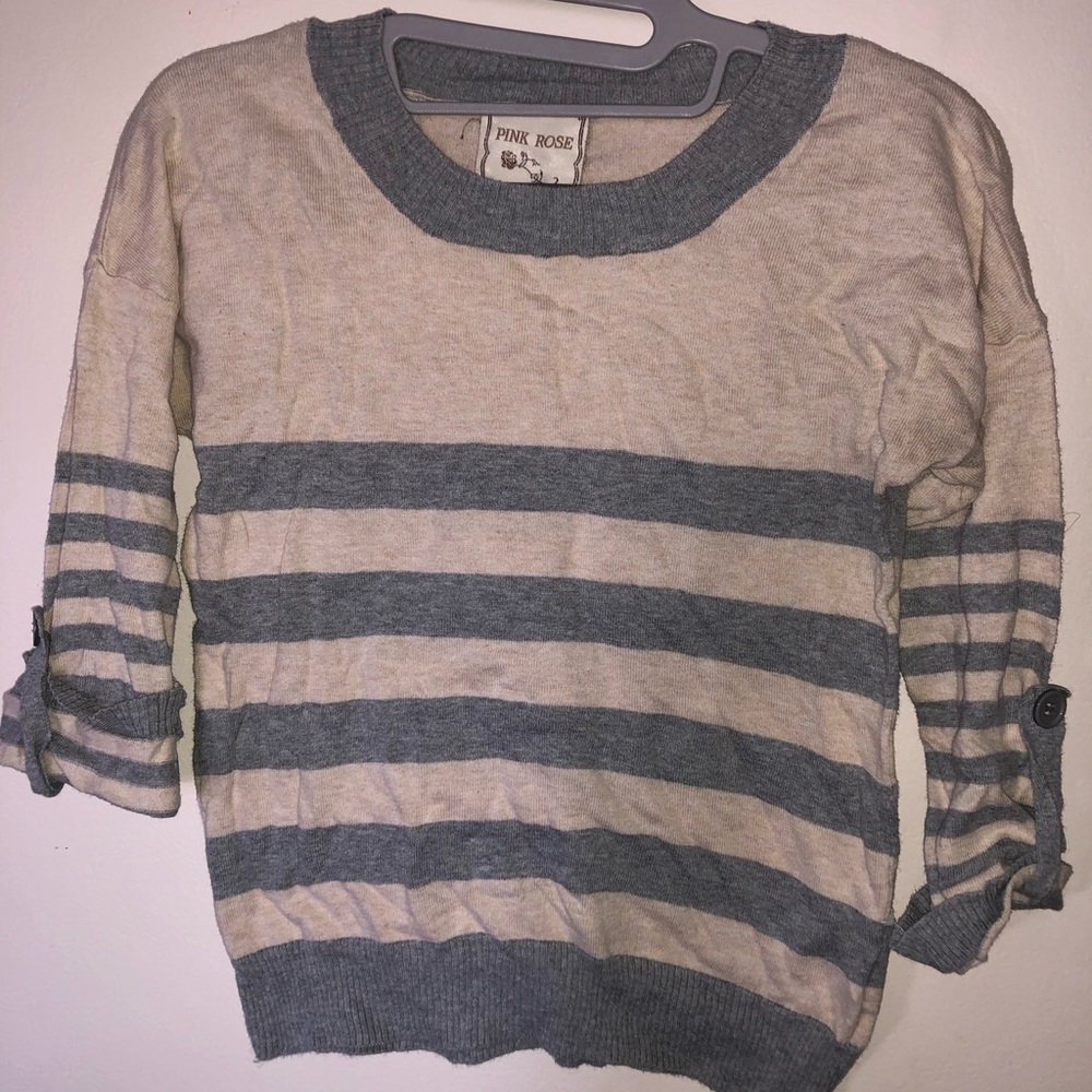 Tan/blush and grey sweater